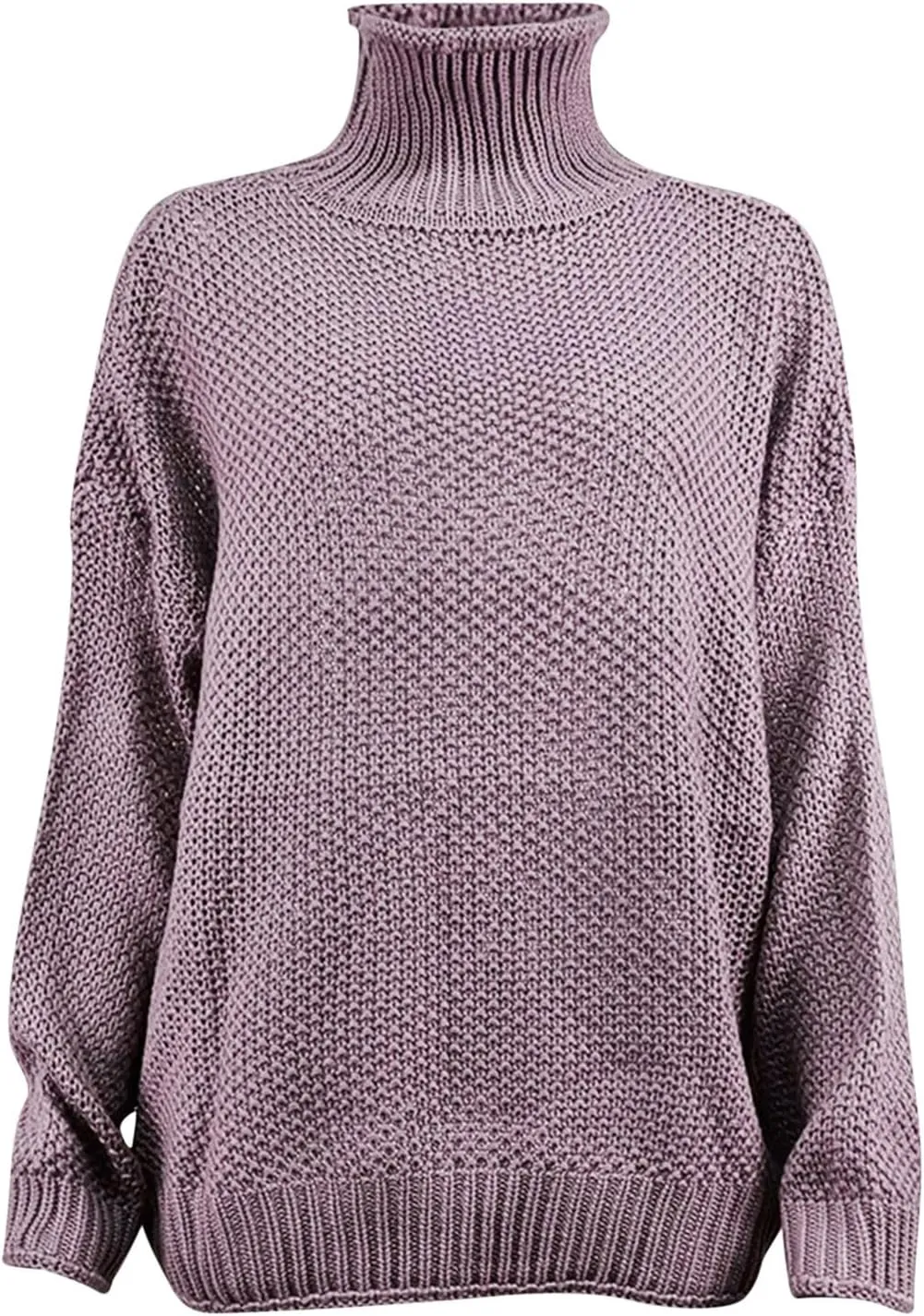 JEGULV Turtleneck Sweaters for Woman Dressy Casual Long Sleeve Cable Knit Pullover Tops Sweaters Loose Soft Jumper Sweaters