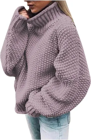 JEGULV Turtleneck Sweaters for Woman Dressy Casual Long Sleeve Cable Knit Pullover Tops Sweaters Loose Soft Jumper Sweaters