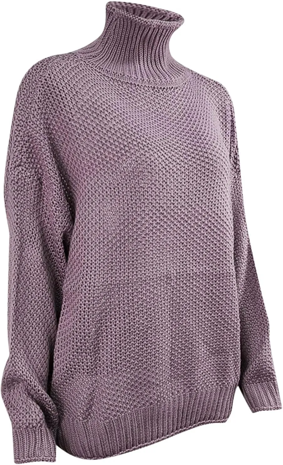 JEGULV Turtleneck Sweaters for Woman Dressy Casual Long Sleeve Cable Knit Pullover Tops Sweaters Loose Soft Jumper Sweaters