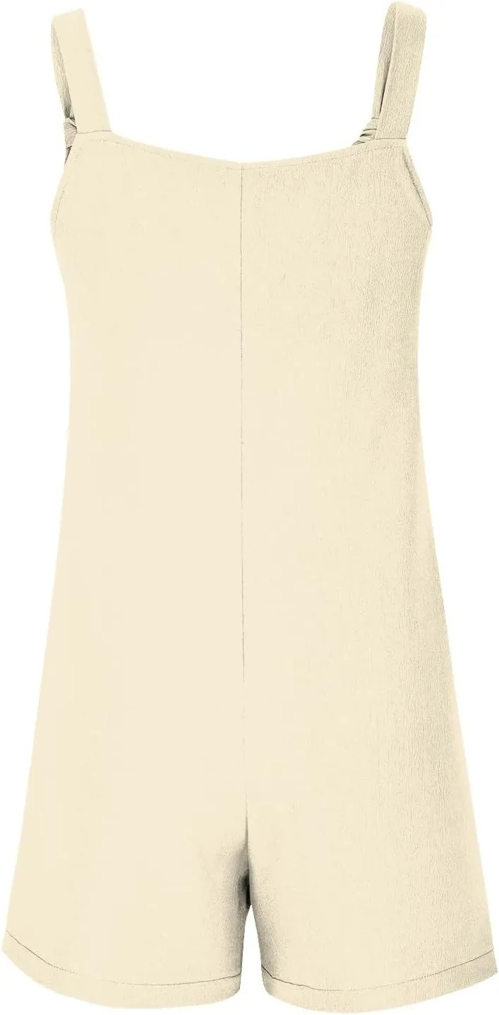 Jumpsuit for Women Linen Short Overalls Summer Beach Sleeveless Jumpers Loose Adjustable Rompers Jumpsuits