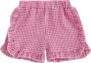 Karuedoo Toddler Baby Girl Shorts Casual Summer Gingham Plaid/Seersucker Elastic Waist Ruffle Hem Shorts Bottoms
