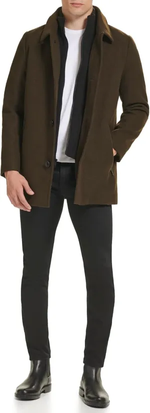 Kenneth Cole Men's Double Breasted Bib Peacoat