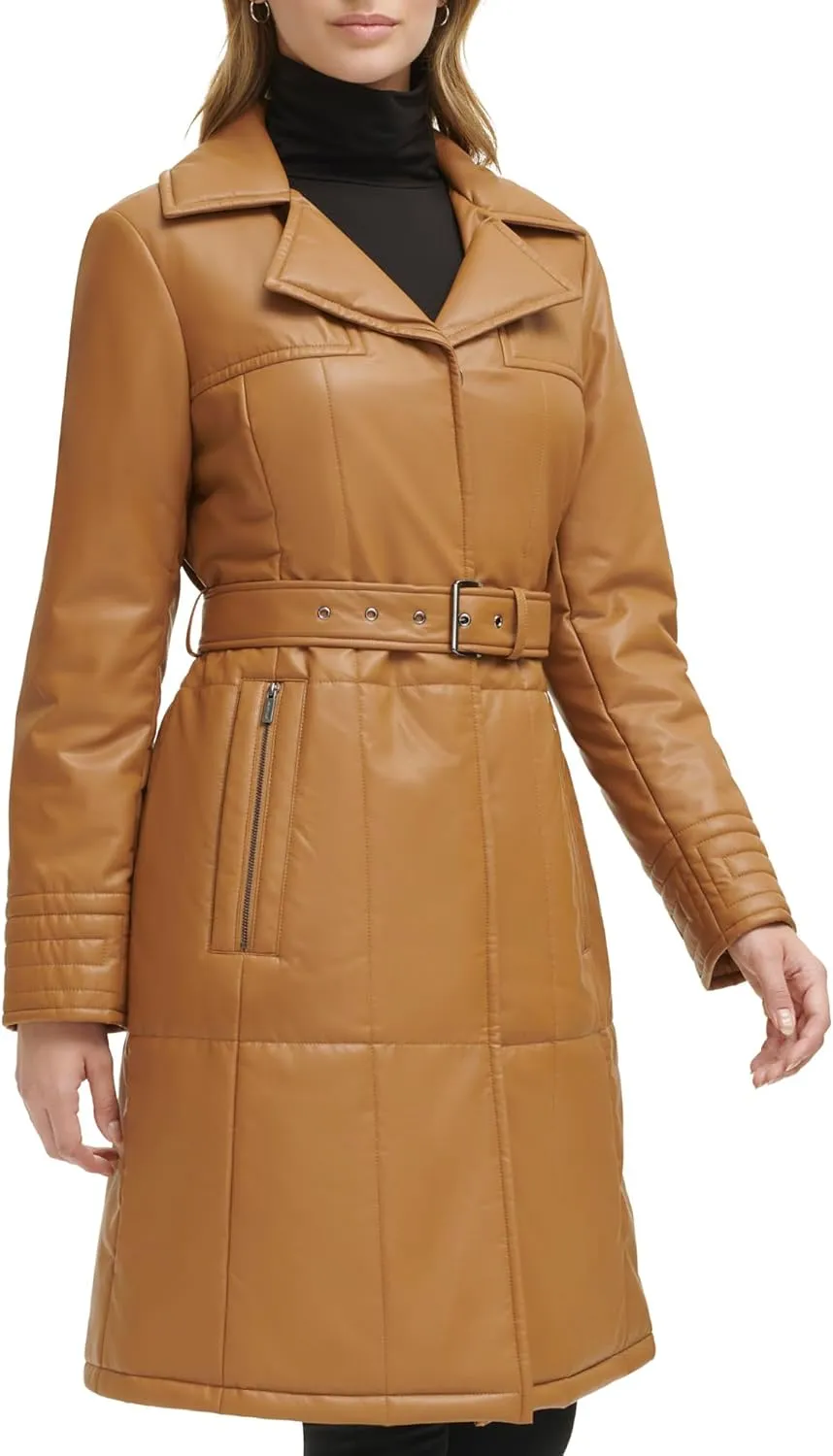 Kenneth Cole Women's Belted Notch Collar Coat
