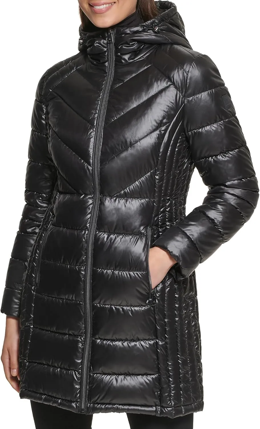 Kenneth Cole Women's Full Zip Hooded Packable Jacket