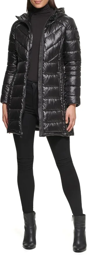 Kenneth Cole Women's Full Zip Hooded Packable Jacket