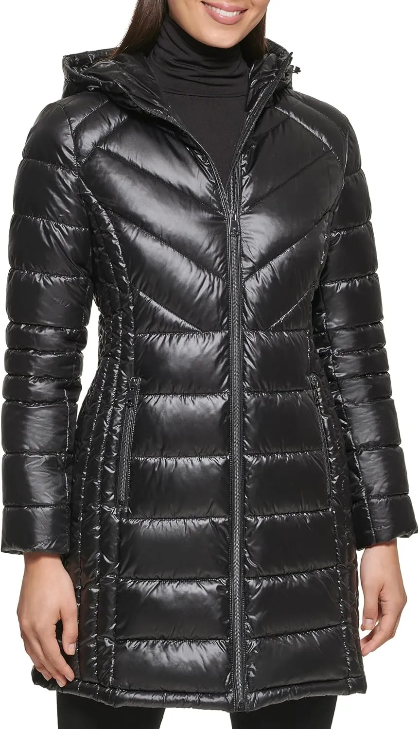 Kenneth Cole Women's Full Zip Hooded Packable Jacket