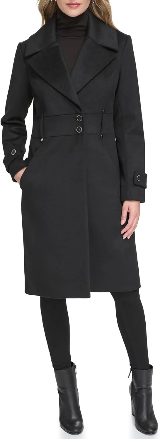 Kenneth Cole Women's Solid Wool Blend Trench Coat