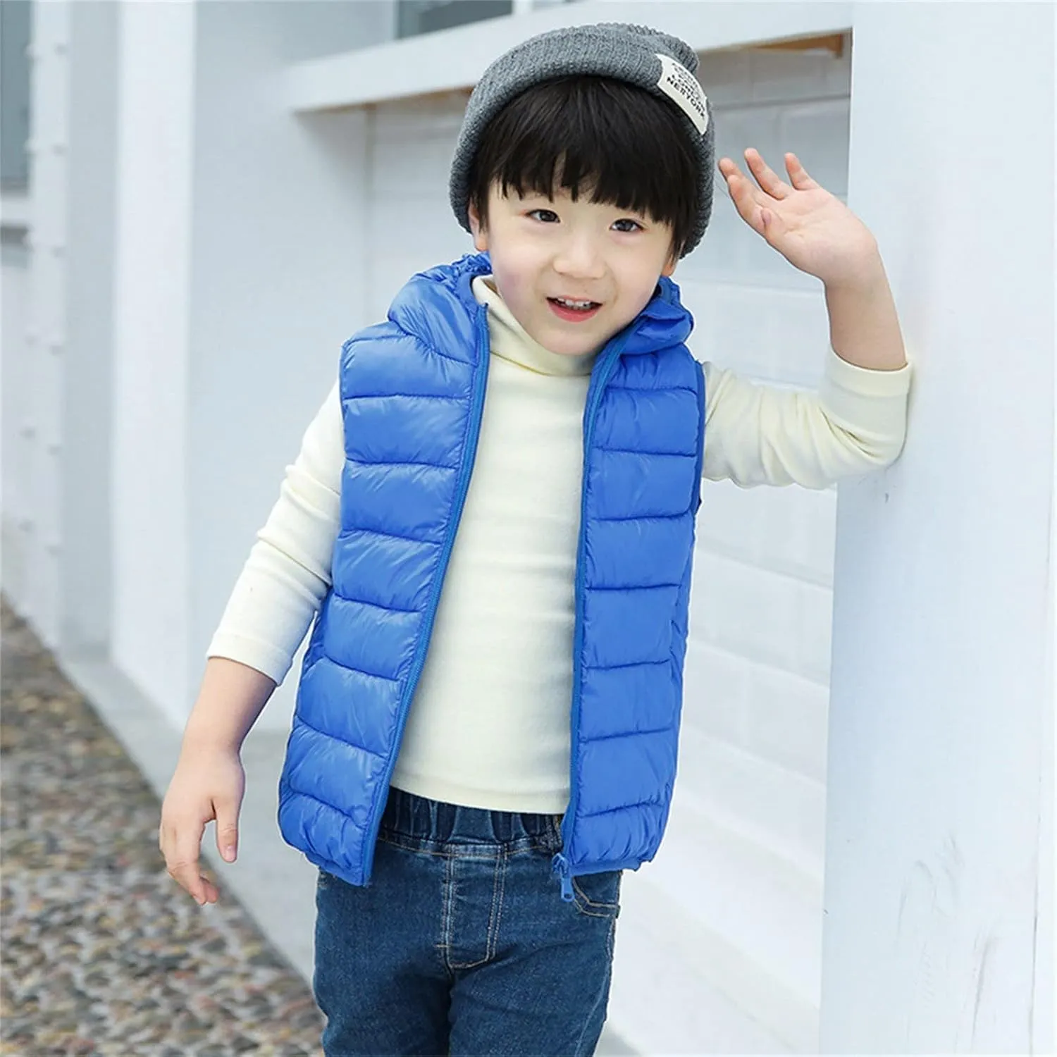 Kids Toddler Baby Boy Girl Vest Outwear Sleeveless Warm Hooded Jacket Waistcoat Warm Clothes