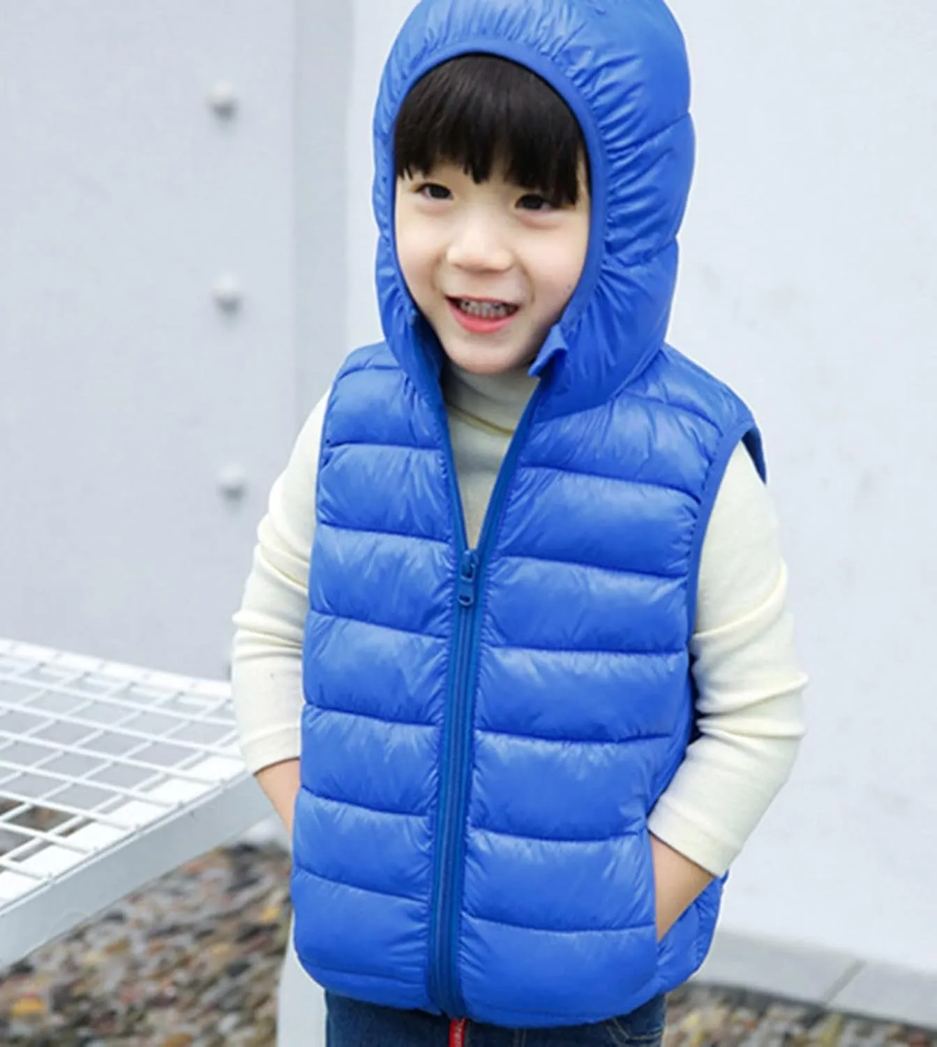 Kids Toddler Baby Boy Girl Vest Outwear Sleeveless Warm Hooded Jacket Waistcoat Warm Clothes