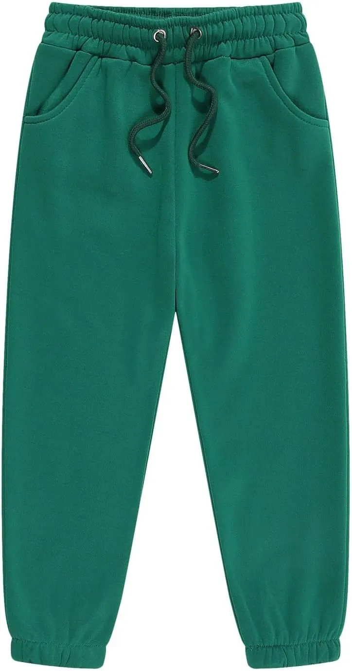 Kids Unisex Solid Cotton Elastic Waist Sweatpants Toddler Active Bottoms Baggy Athletic Trousers Jogger Pants