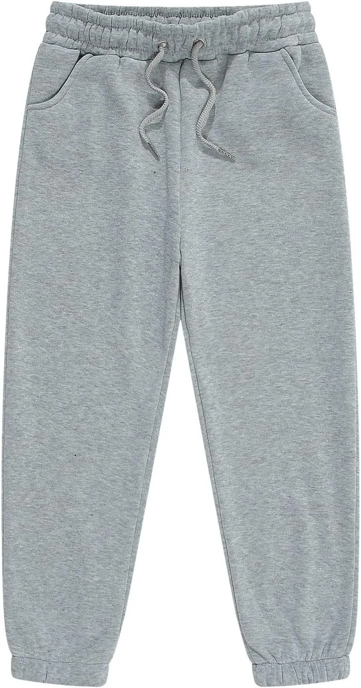 Kids Unisex Solid Cotton Elastic Waist Sweatpants Toddler Active Bottoms Baggy Athletic Trousers Jogger Pants