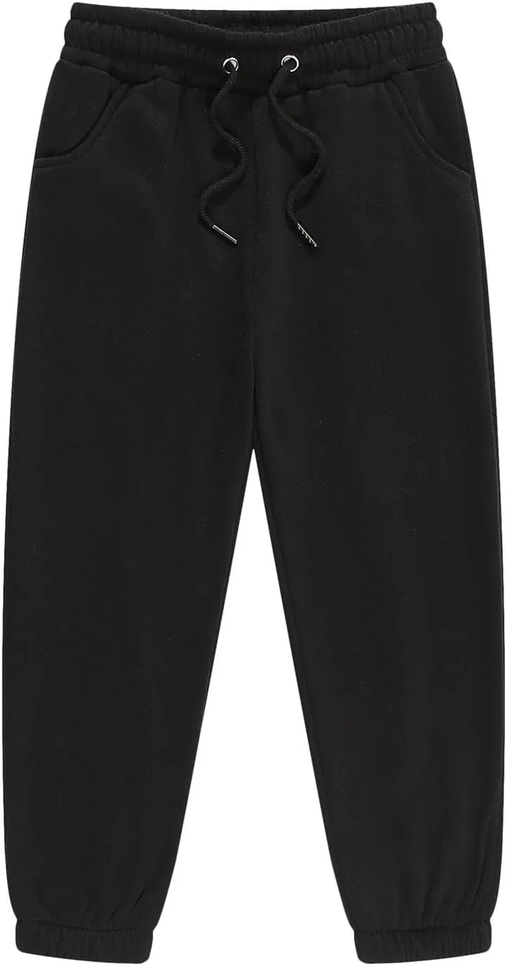 Kids Unisex Solid Cotton Elastic Waist Sweatpants Toddler Active Bottoms Baggy Athletic Trousers Jogger Pants