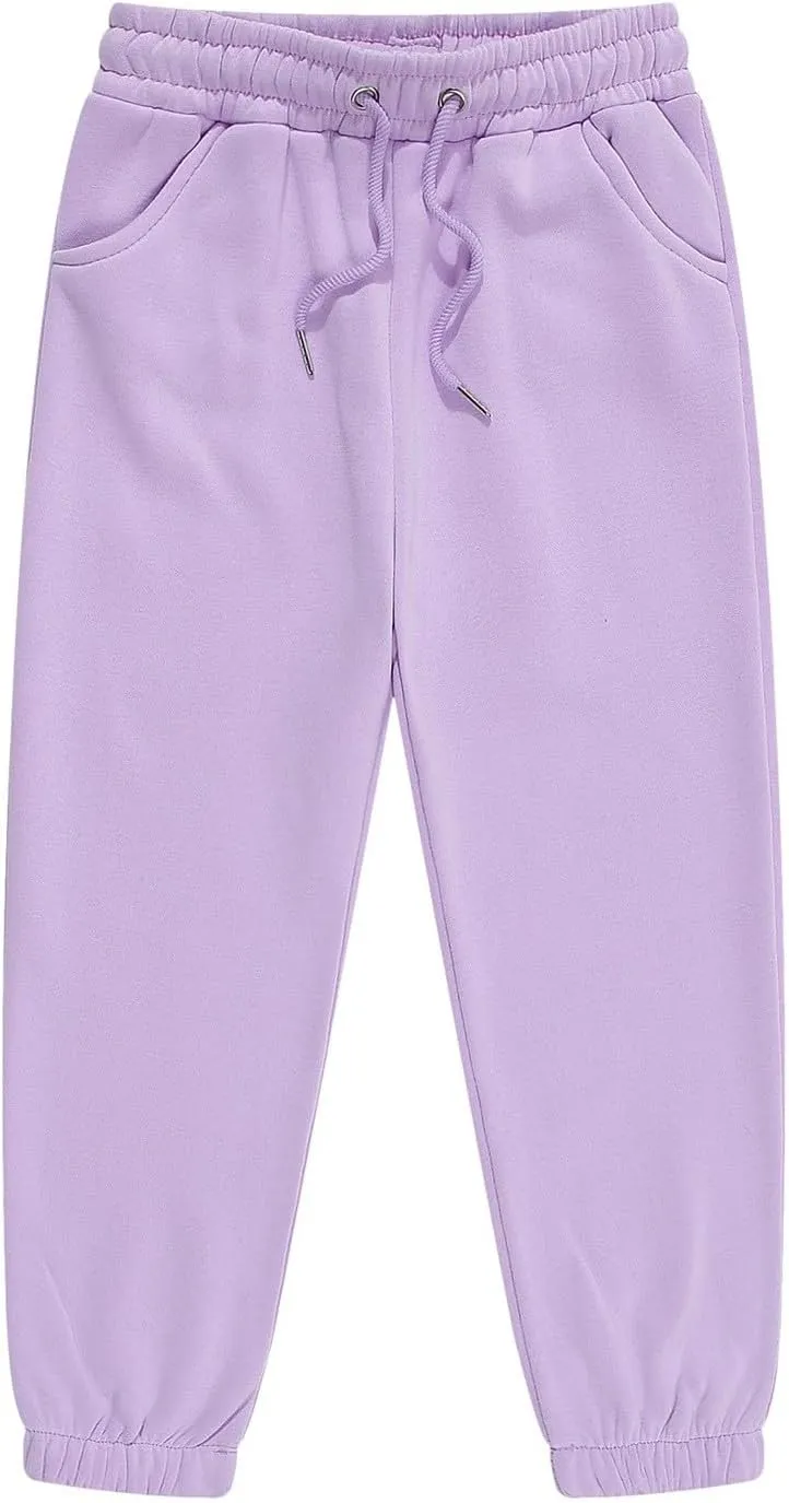 Kids Unisex Solid Cotton Elastic Waist Sweatpants Toddler Active Bottoms Baggy Athletic Trousers Jogger Pants