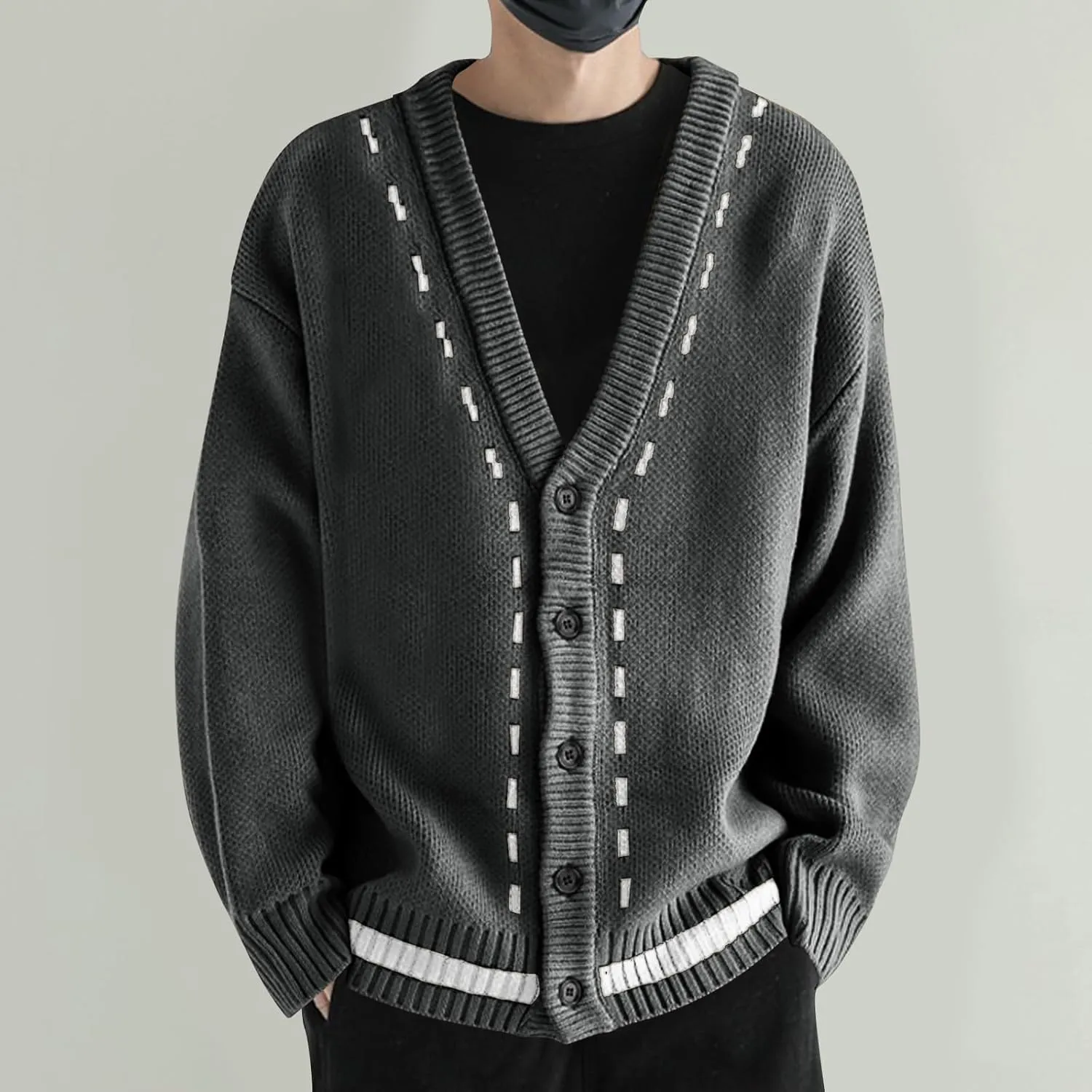 Knit Cardigan Sweaters for Men Button Down Cardigan Sweaters V Neck Sweaters Open Front Cardigan Fashion Sweaters