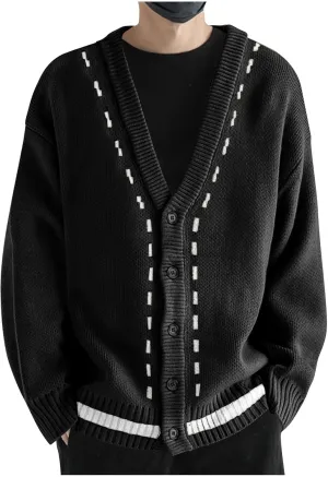Knit Cardigan Sweaters for Men Button Down Cardigan Sweaters V Neck Sweaters Open Front Cardigan Fashion Sweaters