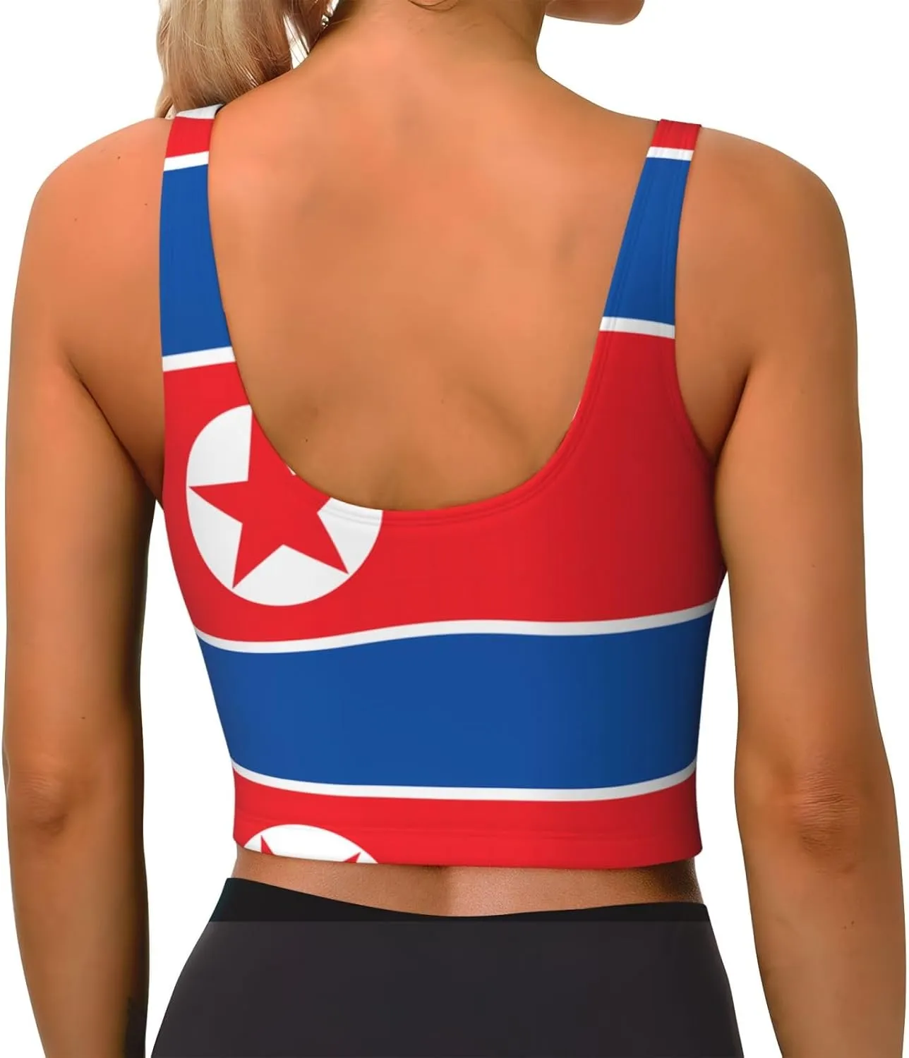 Korean Flag Women's Sexy Sports Vest Sleeveless Athletic Gym T-Shirts Vest U-Shaped Back Quick Dry Top