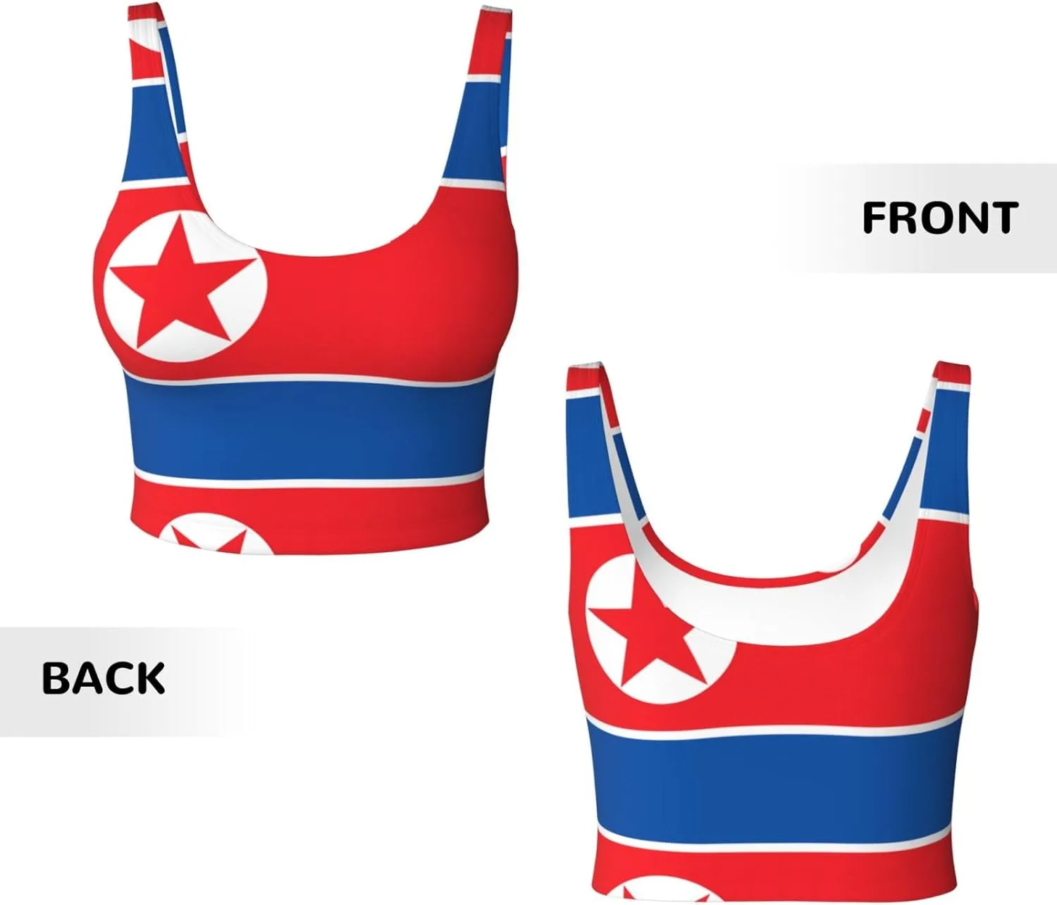 Korean Flag Women's Sexy Sports Vest Sleeveless Athletic Gym T-Shirts Vest U-Shaped Back Quick Dry Top