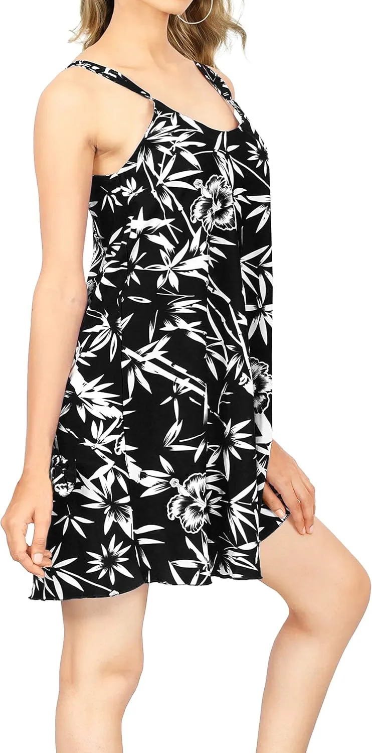 LA LEELA Women's Vacay Beach Summer Beachwear Spaghetti Strap Dress Nightshirts