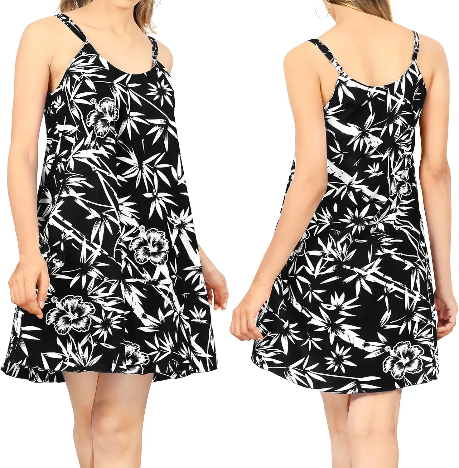LA LEELA Women's Vacay Beach Summer Beachwear Spaghetti Strap Dress Nightshirts