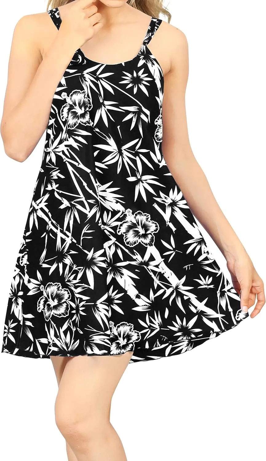 LA LEELA Women's Vacay Beach Summer Beachwear Spaghetti Strap Dress Nightshirts