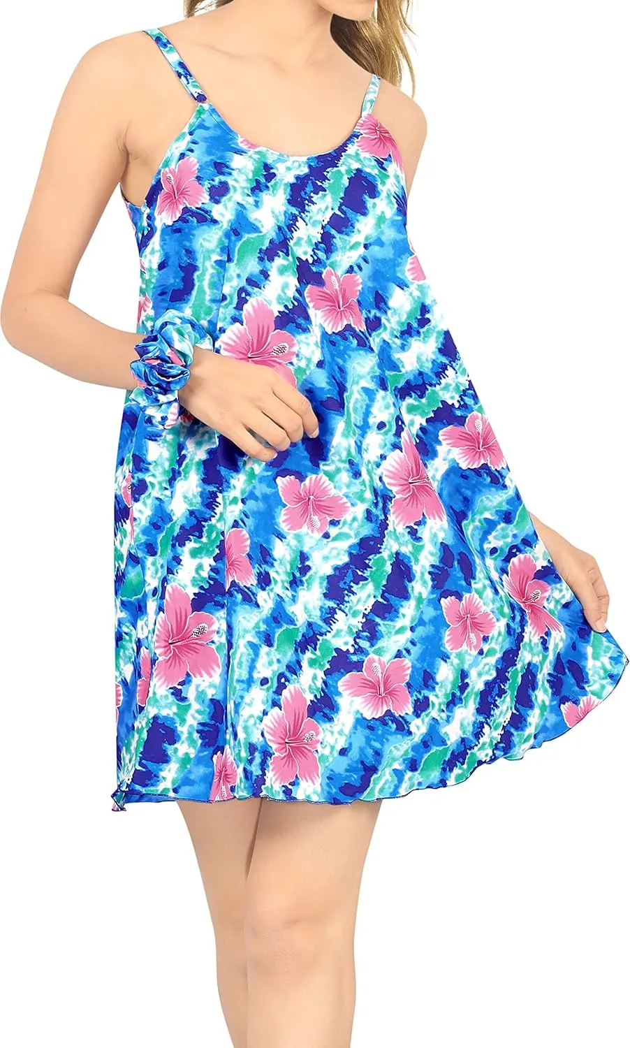 LA LEELA Women's Vacay Beach Summer Nightshirts Slip Nighty Spaghetti Strap Dress