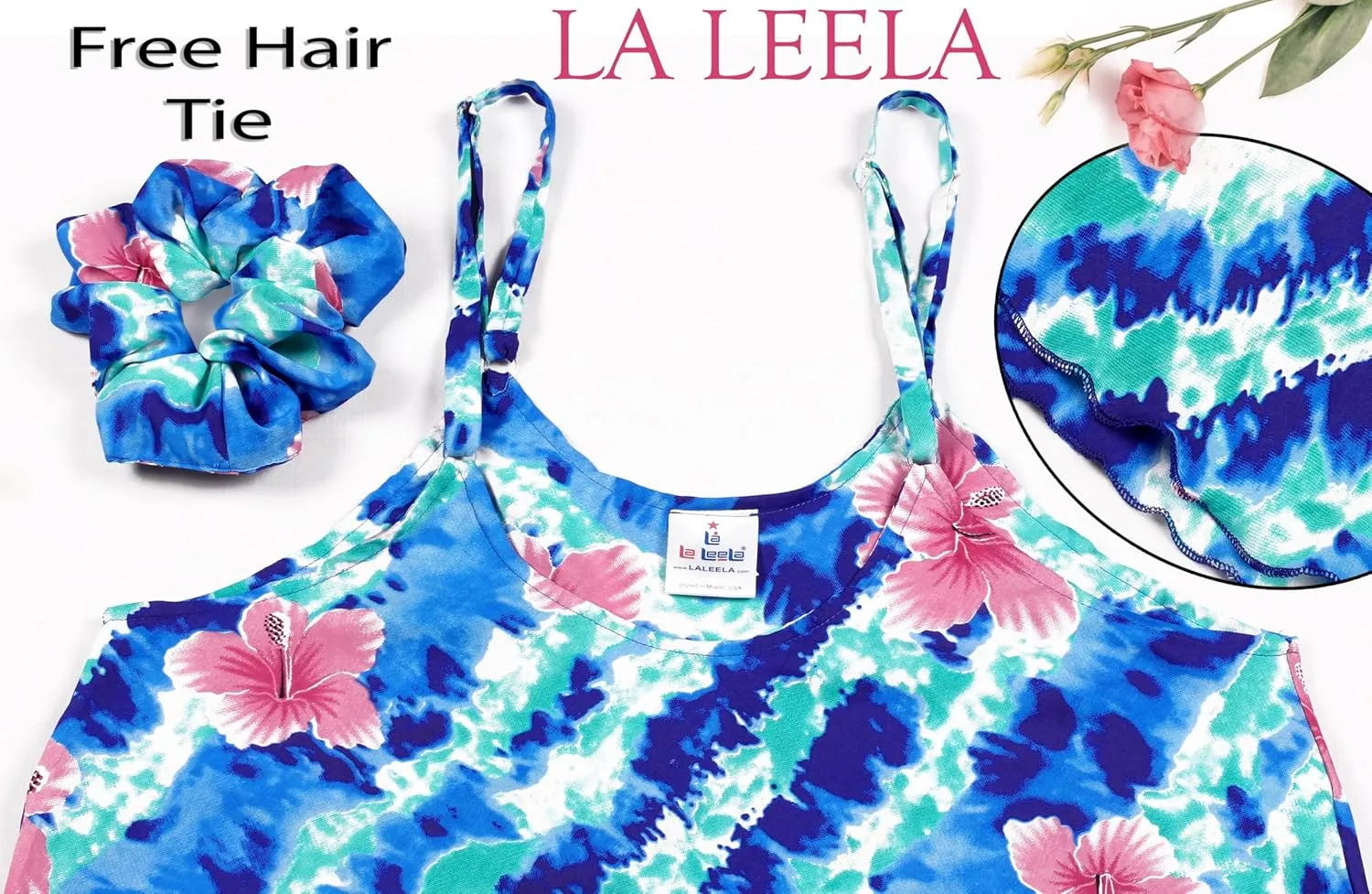 LA LEELA Women's Vacay Beach Summer Nightshirts Slip Nighty Spaghetti Strap Dress