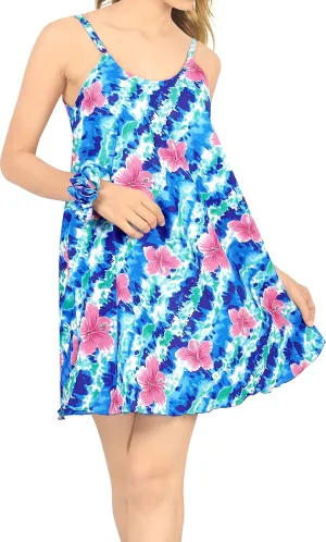 LA LEELA Women's Vacay Beach Summer Nightshirts Slip Nighty Spaghetti Strap Dress