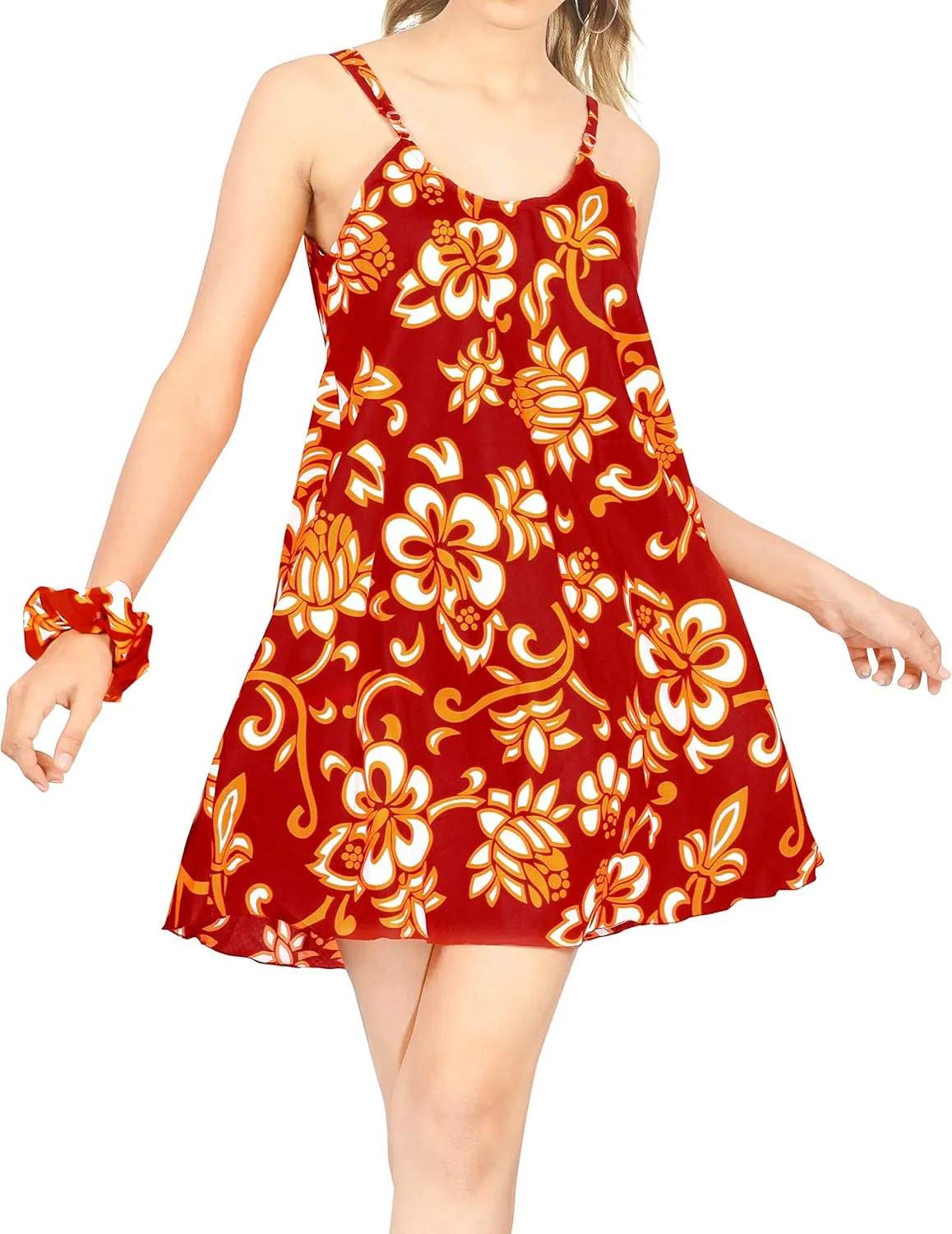 LA LEELA Women's Vacay Summer Beachwear Dress Strap Nightshirts Slip Beach Nighty