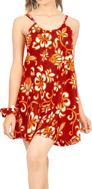 LA LEELA Women's Vacay Summer Beachwear Dress Strap Nightshirts Slip Beach Nighty
