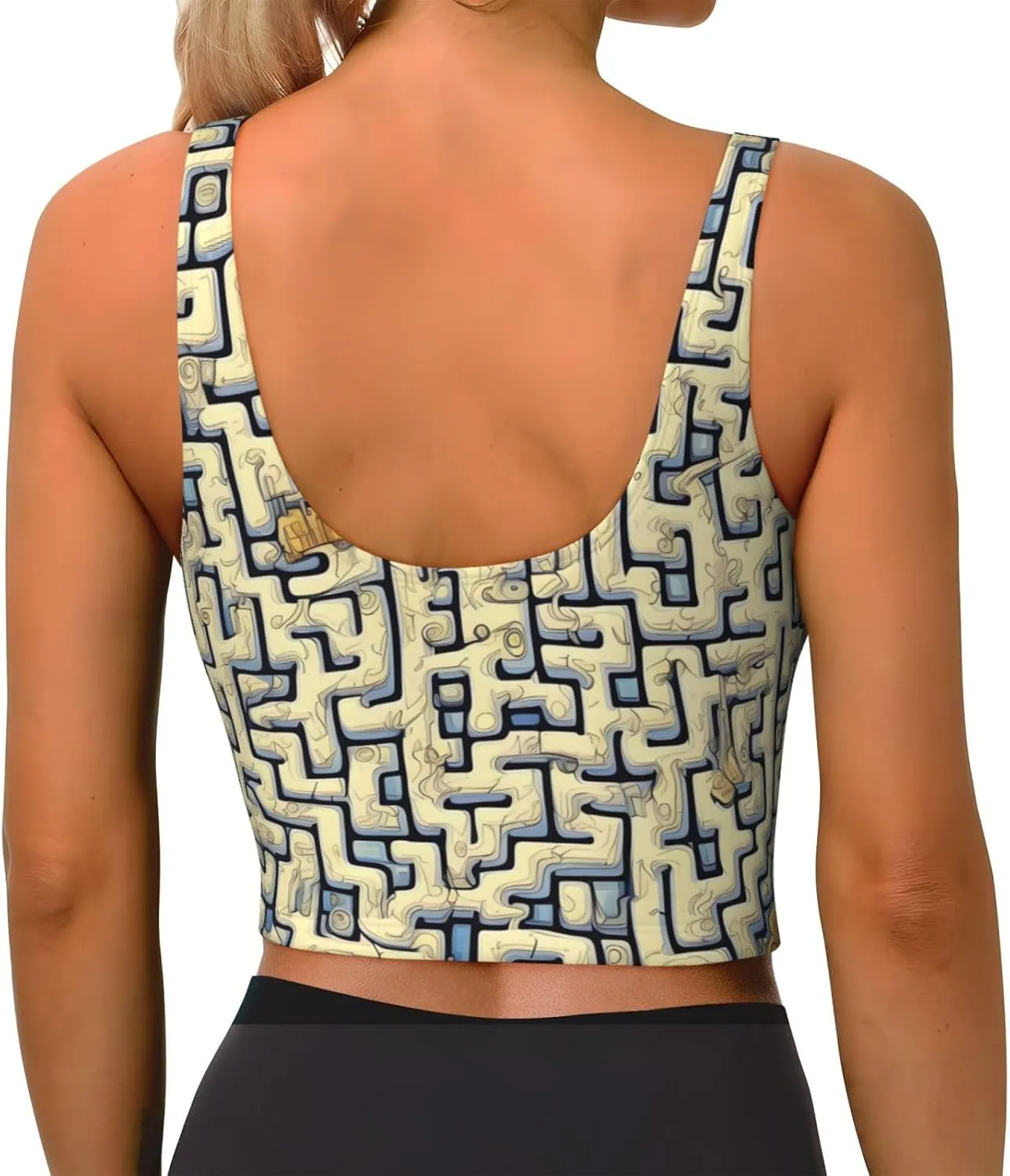Labyrinth Treasure Map Women's Sexy Sports Vest Sleeveless Athletic Gym T-Shirts Vest U-Shaped Back Quick Dry Top