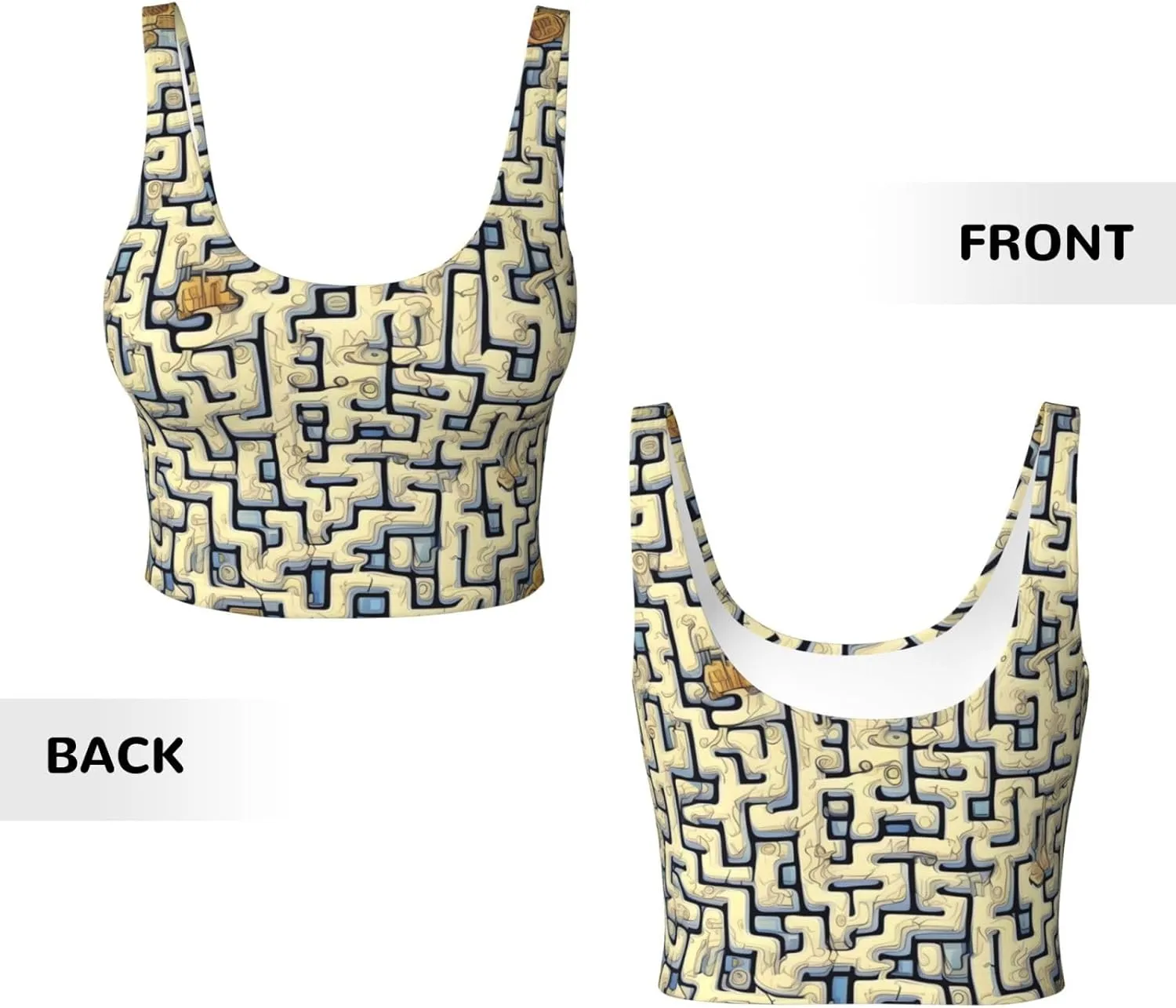 Labyrinth Treasure Map Women's Sexy Sports Vest Sleeveless Athletic Gym T-Shirts Vest U-Shaped Back Quick Dry Top