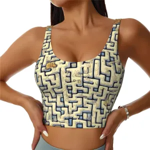 Labyrinth Treasure Map Women's Sexy Sports Vest Sleeveless Athletic Gym T-Shirts Vest U-Shaped Back Quick Dry Top