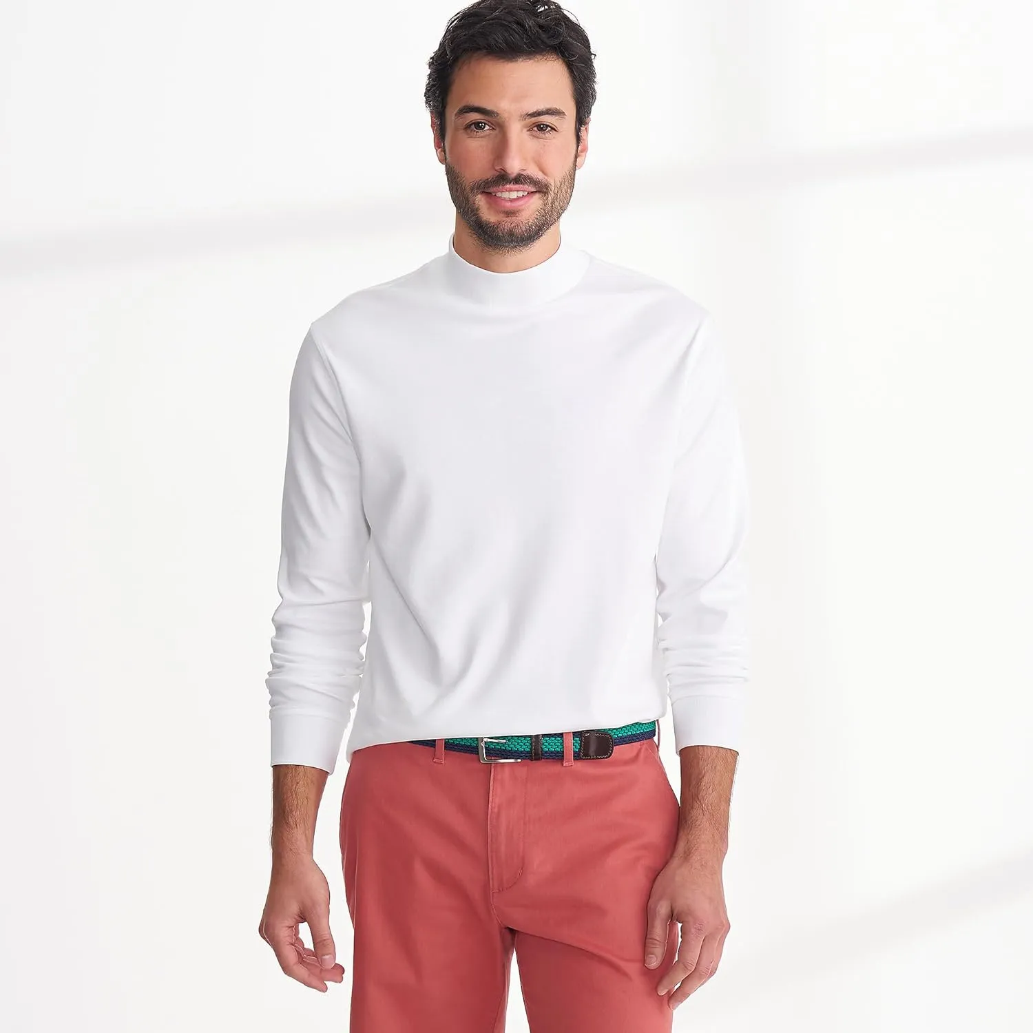 Lands' End Men's American-Grown Supima Cotton Mock Turtleneck Shirt
