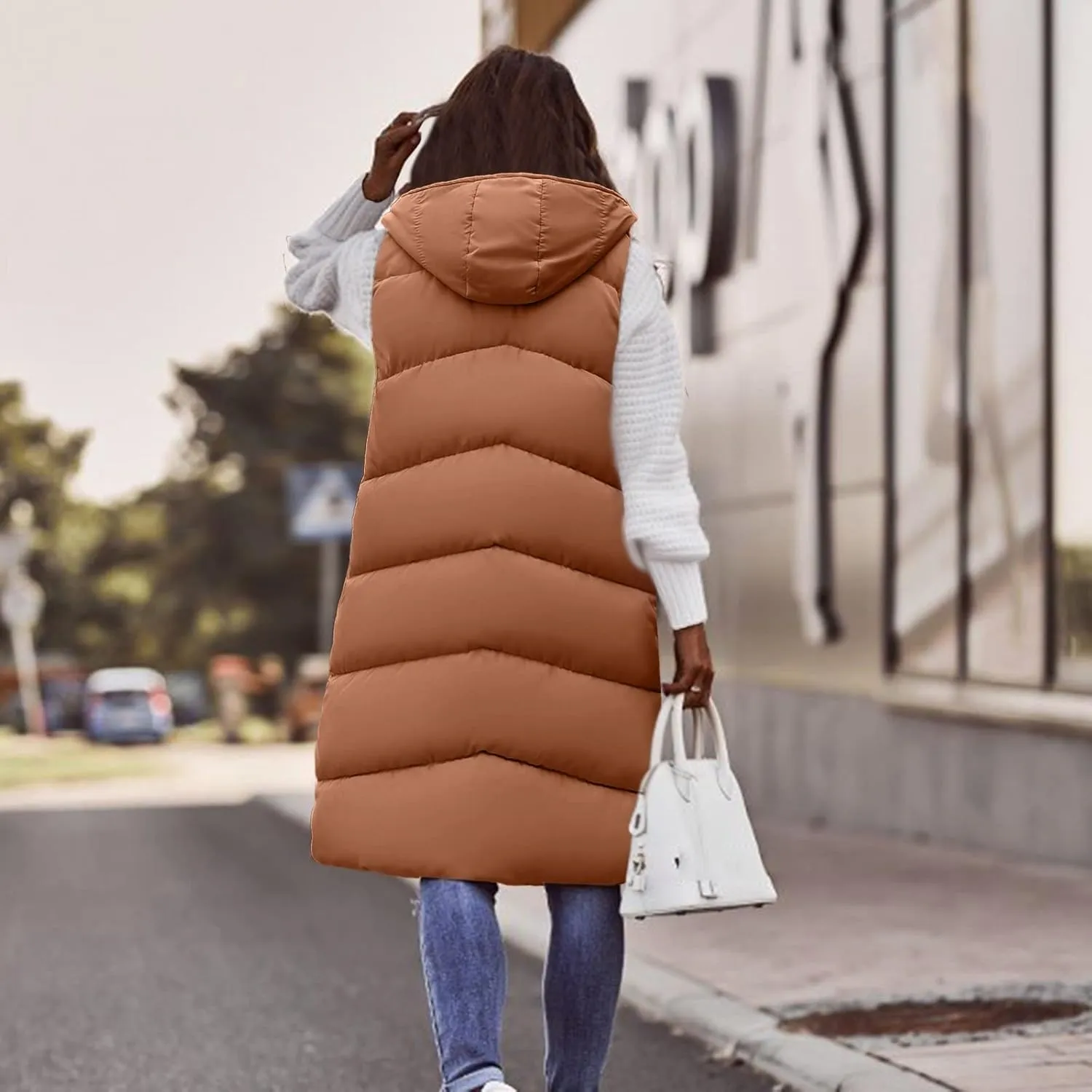 LCMTWX Black Vest Women Puffer Vest With Hood Sleeveless Warm Down Coat With Pockets Quilted Vest Down Plus Size Winter
