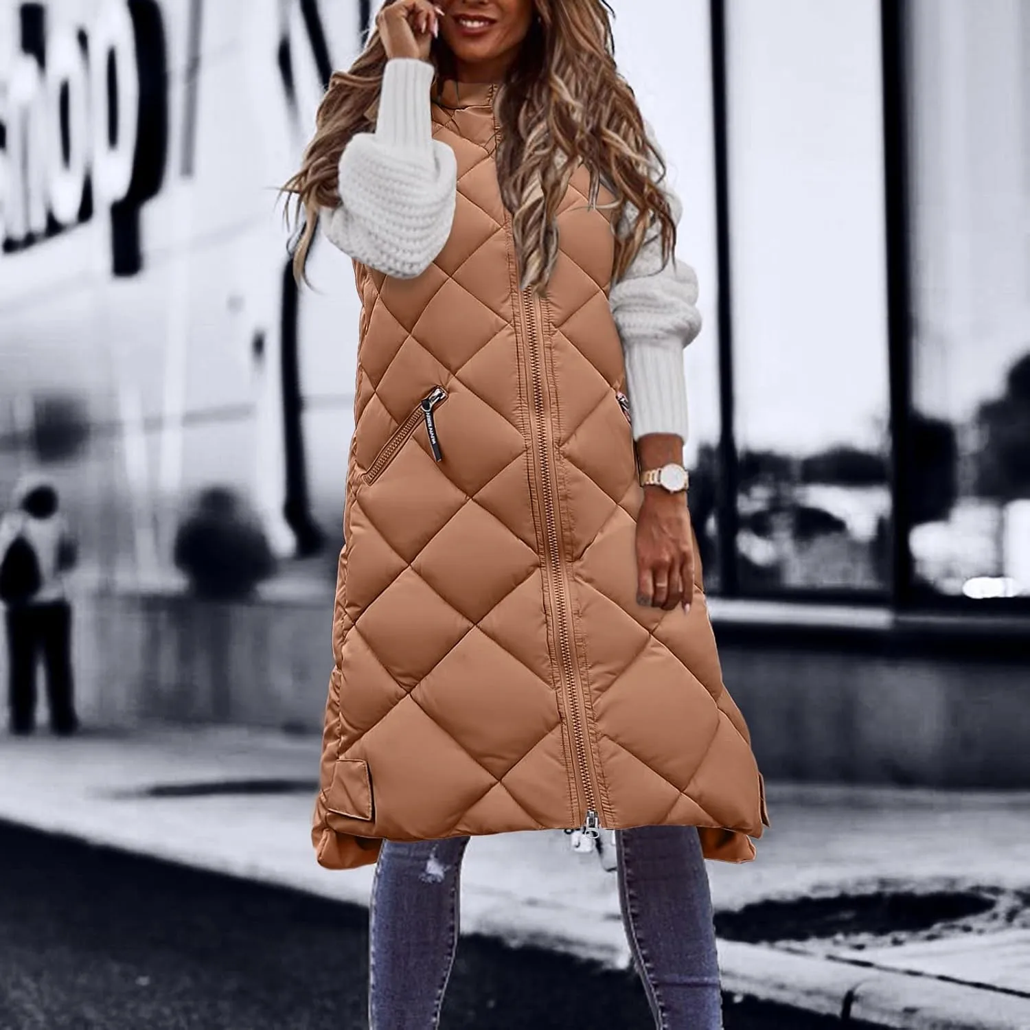 LCMTWX Black Vest Women Puffer Vest With Hood Sleeveless Warm Down Coat With Pockets Quilted Vest Down Plus Size Winter