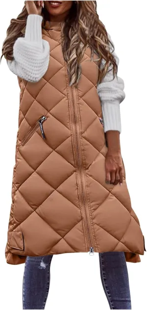 LCMTWX Black Vest Women Puffer Vest With Hood Sleeveless Warm Down Coat With Pockets Quilted Vest Down Plus Size Winter