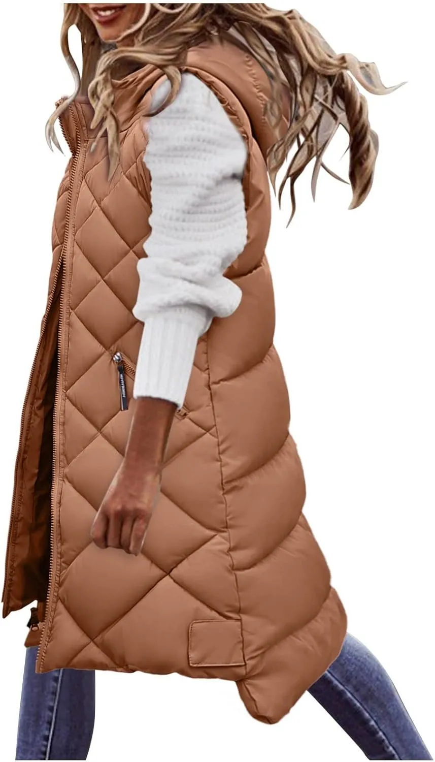 LCMTWX Black Vest Women Puffer Vest With Hood Sleeveless Warm Down Coat With Pockets Quilted Vest Down Plus Size Winter