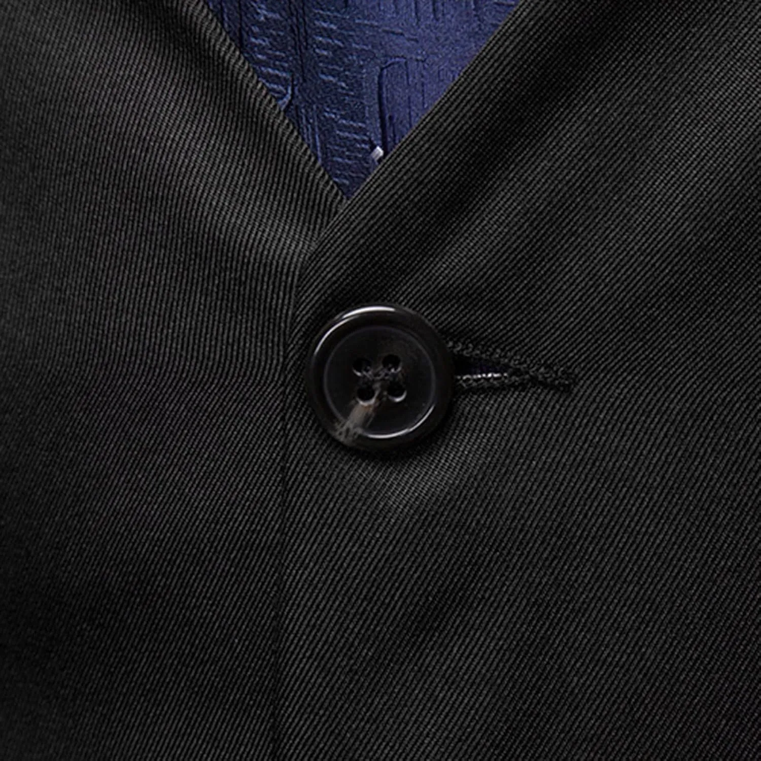 LCMTWX Men's Summer Black Solid V-Neck XL Polyester Button Closure Classic Fit Hip Length Vest with Slit Pocket
