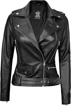 Leather Motorcycle Jackets For Women - Real Lambskin Leather Outerwear Moto Biker Jackets