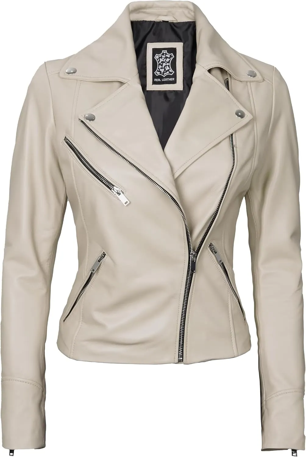 Leather Motorcycle Jackets For Women - Real Lambskin Leather Outerwear Moto Biker Jackets