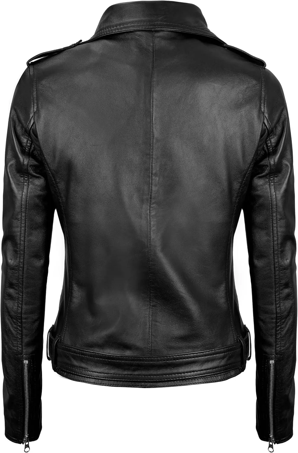 Leather Motorcycle Jackets For Women - Real Lambskin Leather Outerwear Moto Biker Jackets