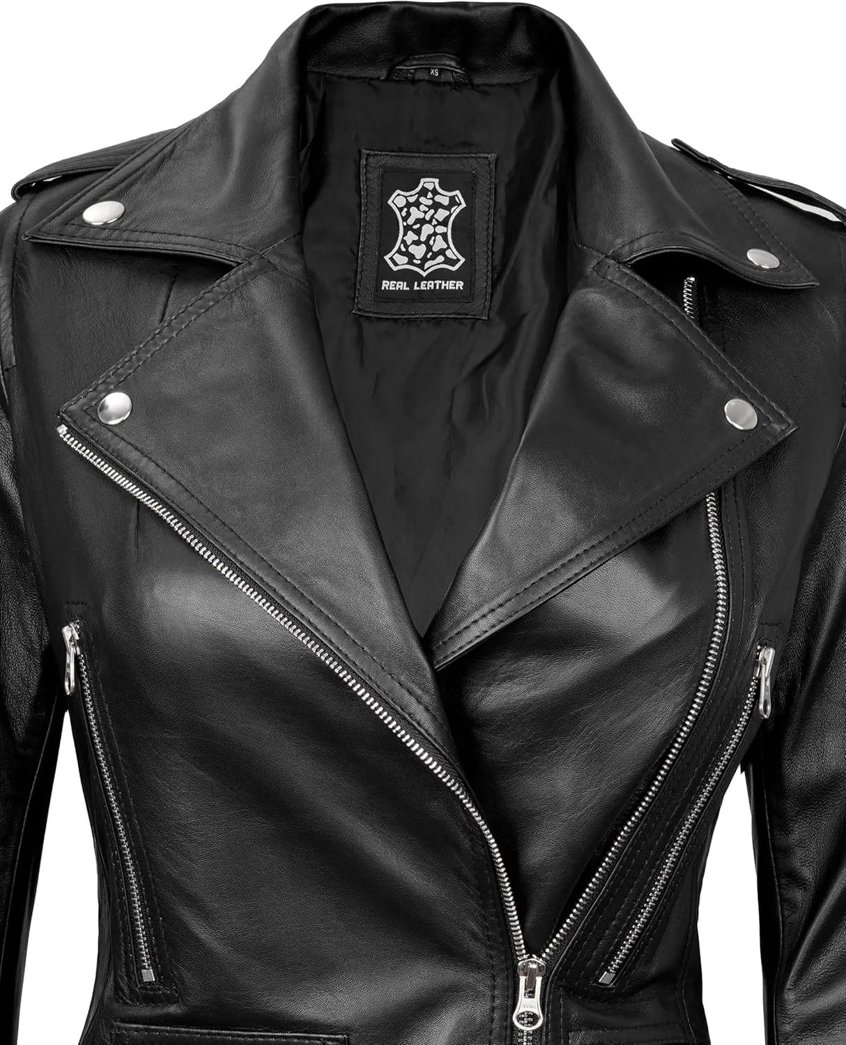 Leather Motorcycle Jackets For Women - Real Lambskin Leather Outerwear Moto Biker Jackets