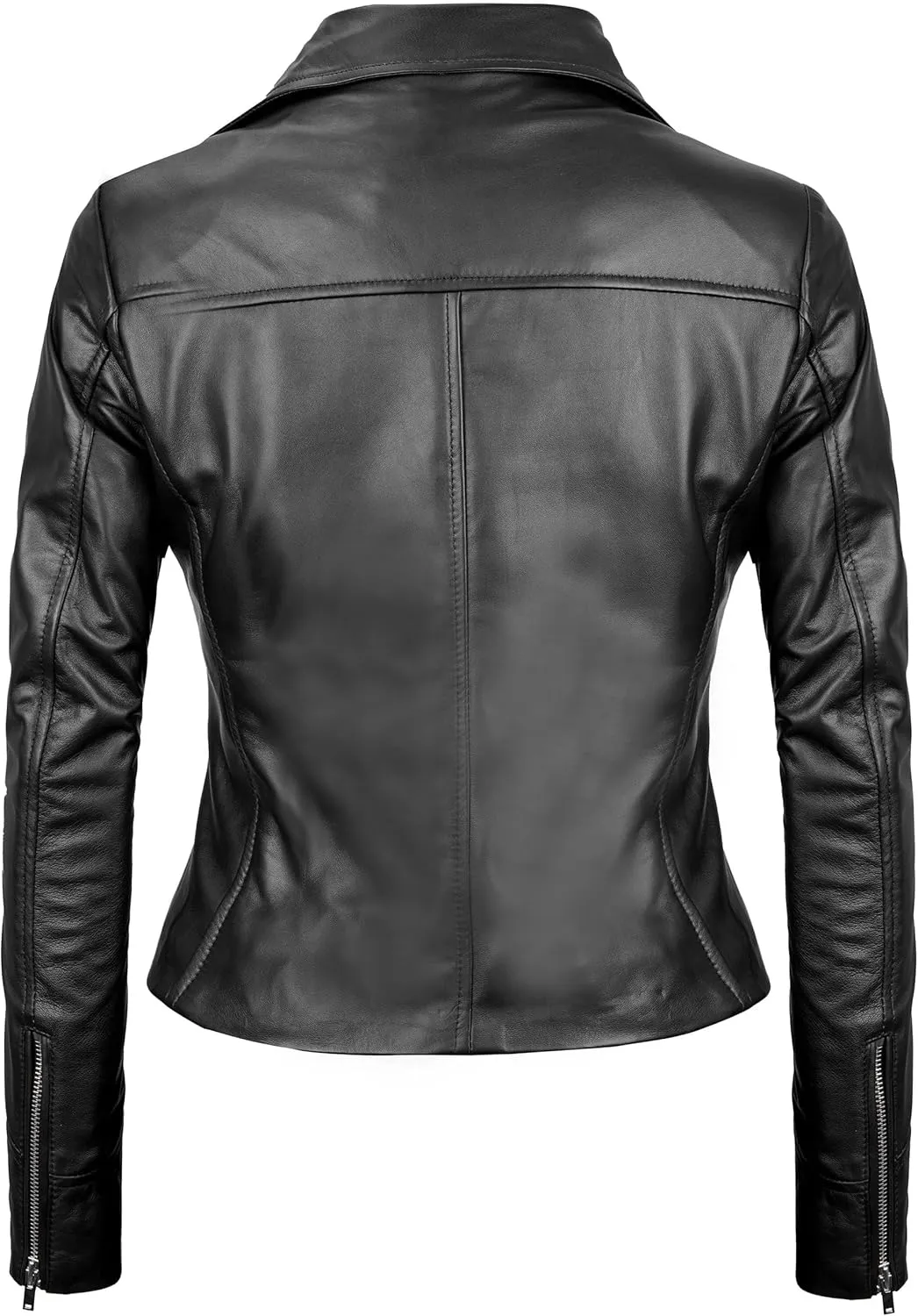 Leather Motorcycle Jackets For Women - Real Lambskin Leather Outerwear Moto Biker Jackets