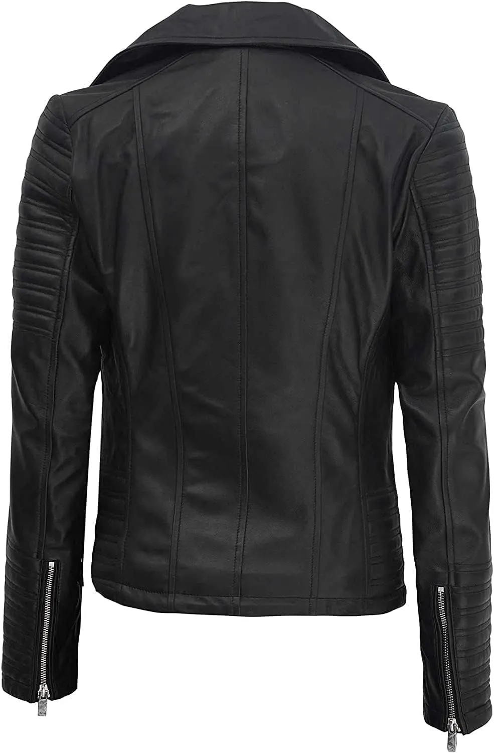 Leather Motorcycle Jackets For Women - Real Lambskin Leather Outerwear Moto Biker Jackets