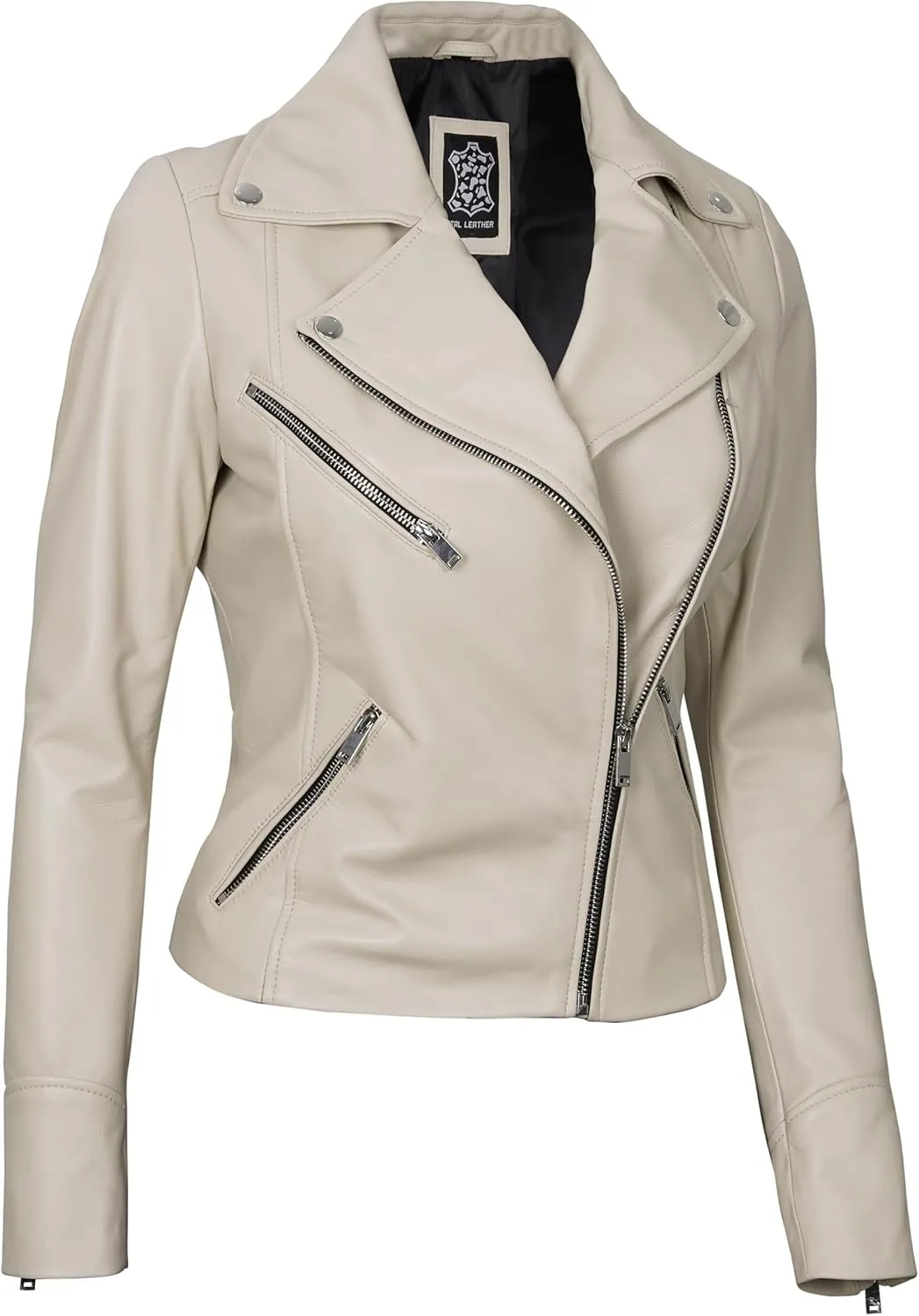 Leather Motorcycle Jackets For Women - Real Lambskin Leather Outerwear Moto Biker Jackets