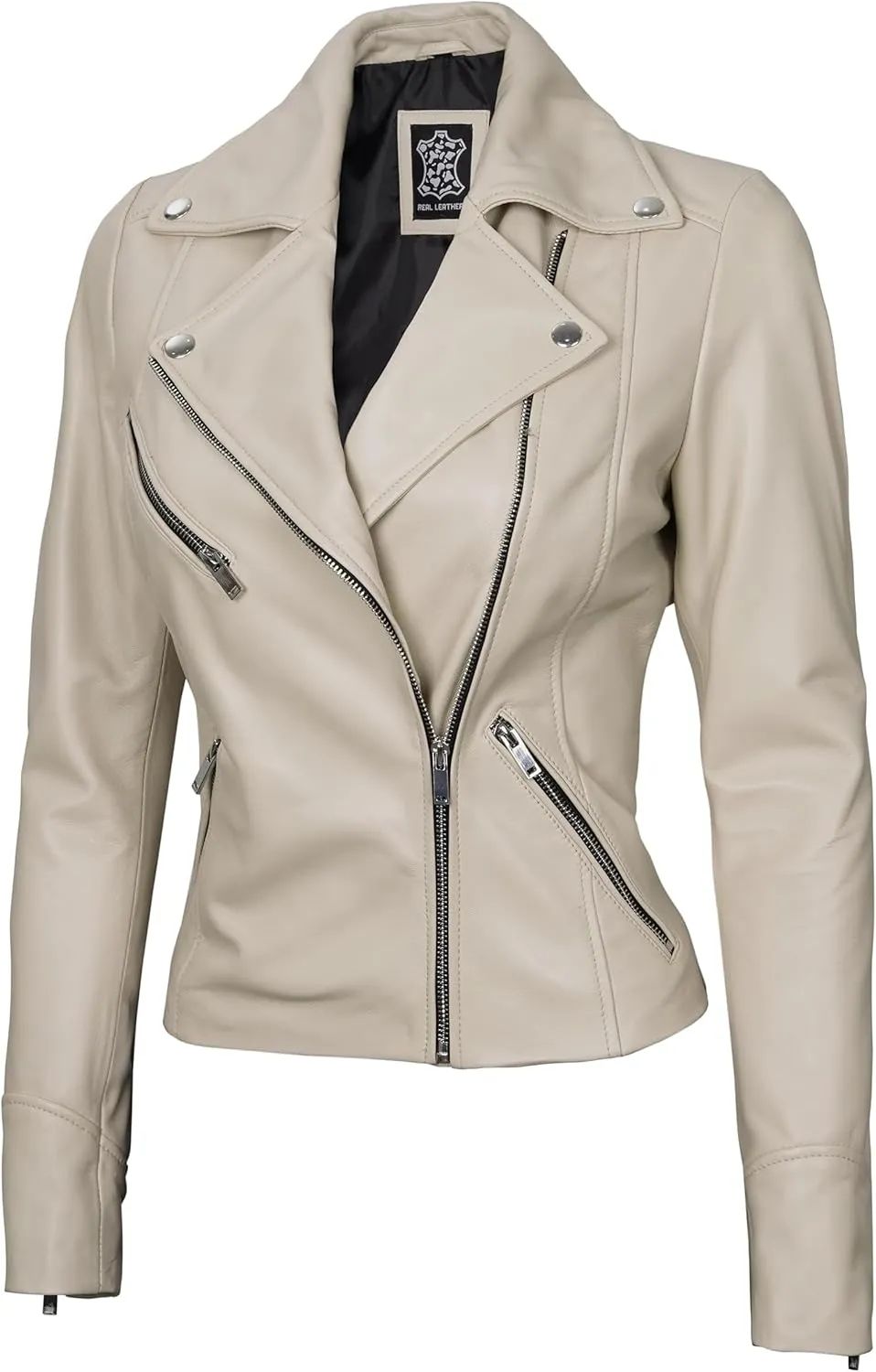 Leather Motorcycle Jackets For Women - Real Lambskin Leather Outerwear Moto Biker Jackets