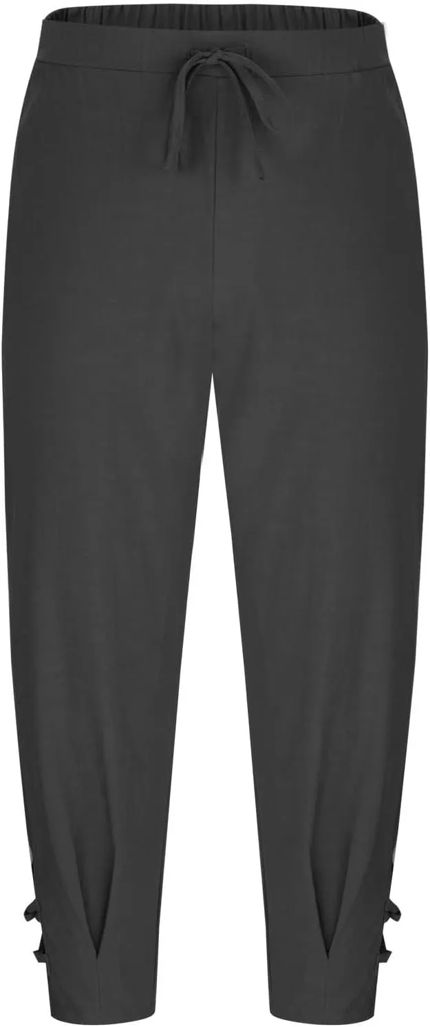 Linen Pants Men Beach Casual Loose Fit Elastic Drawstring Waist Summer Yoga Trousers Stretch with Pockets Fashion 2025