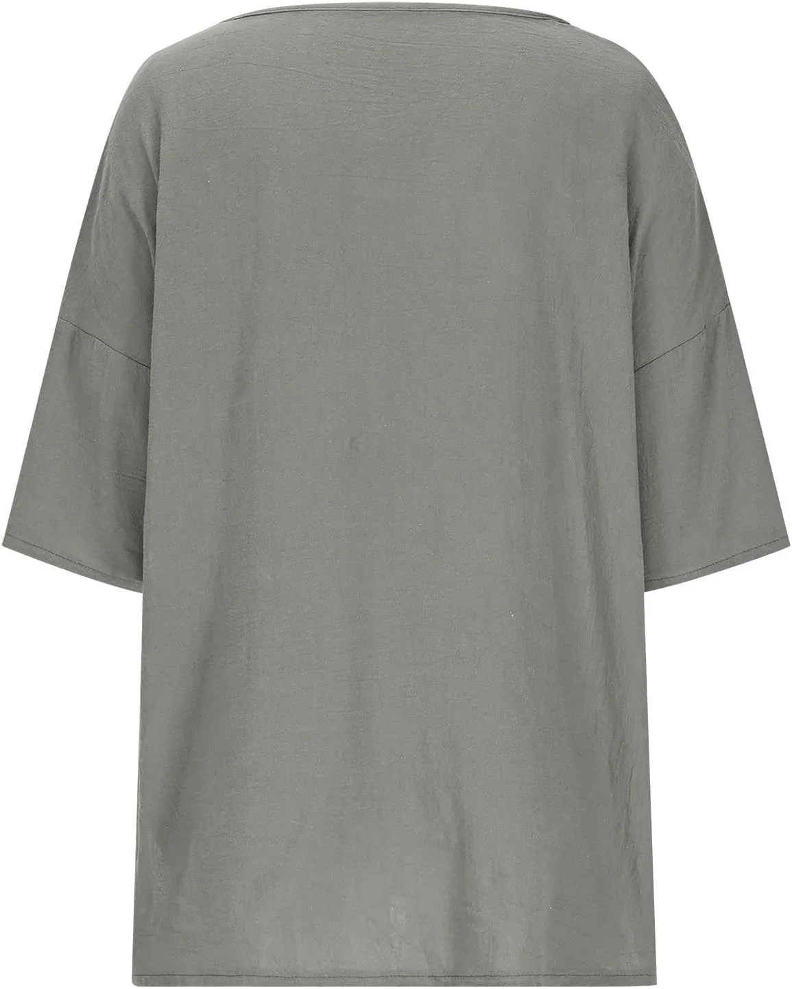Linen Shirts for Women 2025 Basic 3/4 Sleeve Tops Summer Casual Round Neck Solid Pullover Blouse Ladies Tunic Tshirt