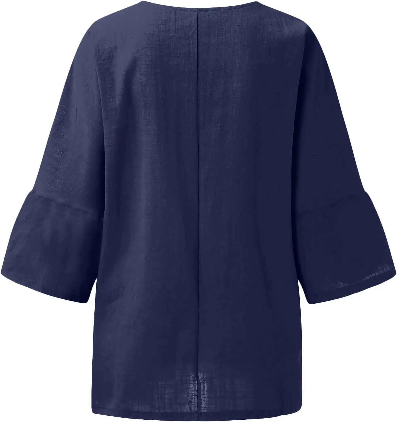 Linen Shirts for Women Loose Fit Casual 3/4 Sleeve Tops Retro Print Tshirt Tunic Cotton Blouse 2025 Summer Basic Tees