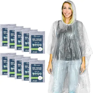 Lingito Clear Emergency Rain Ponchos Adults, Thicker, 100% Waterproof Emergency Camping Rain Poncho, Amusement Parks, Hikes